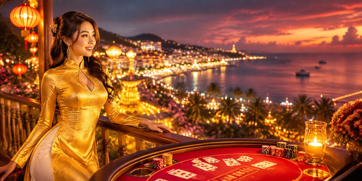 Sảnh casino Phú Quốc với người mẫu mặc áo dài